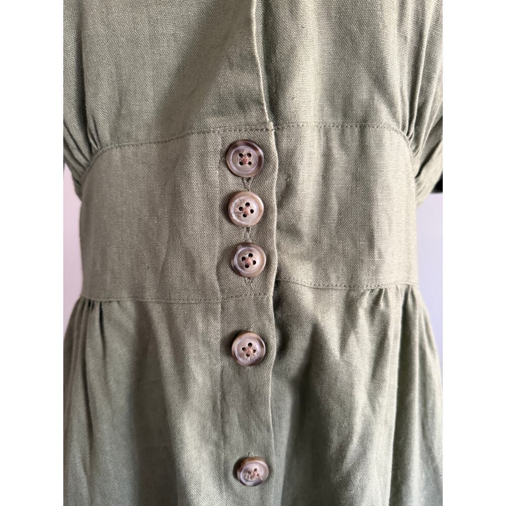 Buffalo by David Bitton Mariposa V Neck Button Front Dress Oil Green Size M NWT - Picture 5 of 8